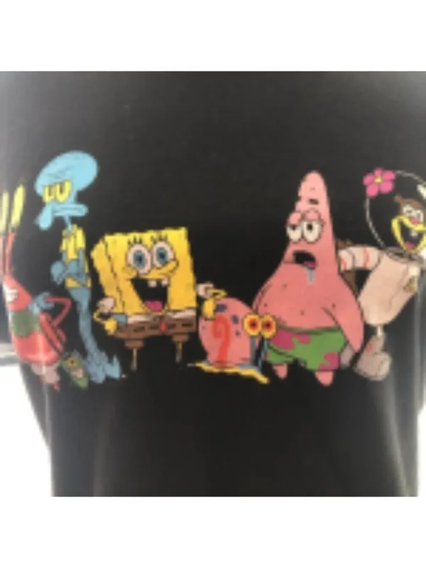 Nickelodeon SpongeBob SquarePants Black Graphic Cropped T-Shirt Medium - Image 7
