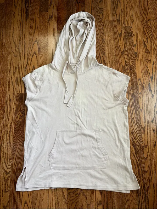 Pact Savannah Organic Cotton Short Sleeve Pullover Hoodie Sweatshirt Beige M - Image 2