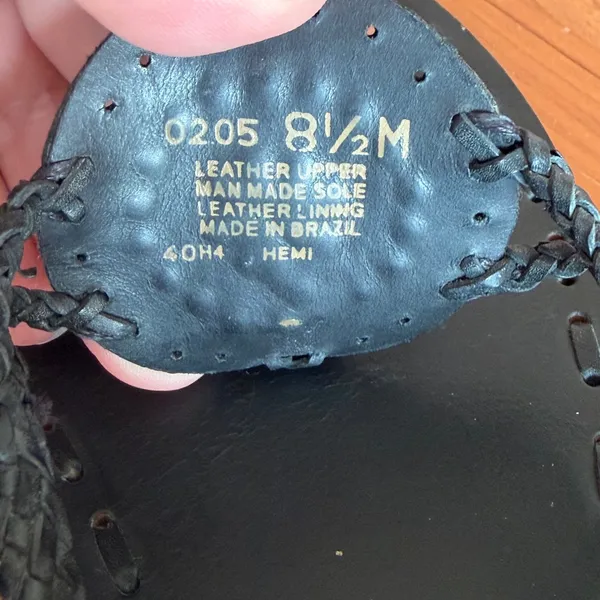 Nine West Hemi Black Leather Braided Medallion Kitten Wedge Sandals 8.5M - Image 3