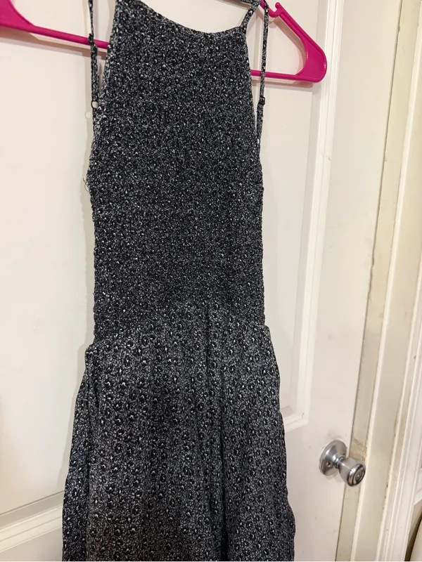 Kimchi Blue Black & White Textured Backless Smocked Maxi Dress - Image 2
