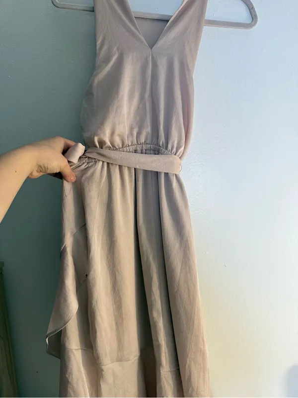 Express Blush Pink High-Low Halter Dress with Waist Tie - Image 4