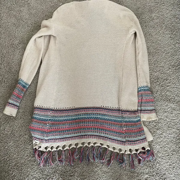 ROXY Near Future Knit Fringe Cardigan Open Front Long Sleeve Size Medium - Image 11