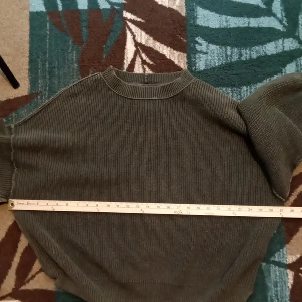 Aerie Oversized Olive Green Ribbed Knit Cotton Blend Baloon Sleeves Medium - Image 7