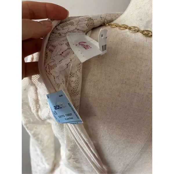 Lace white tan dress size small - Image 3