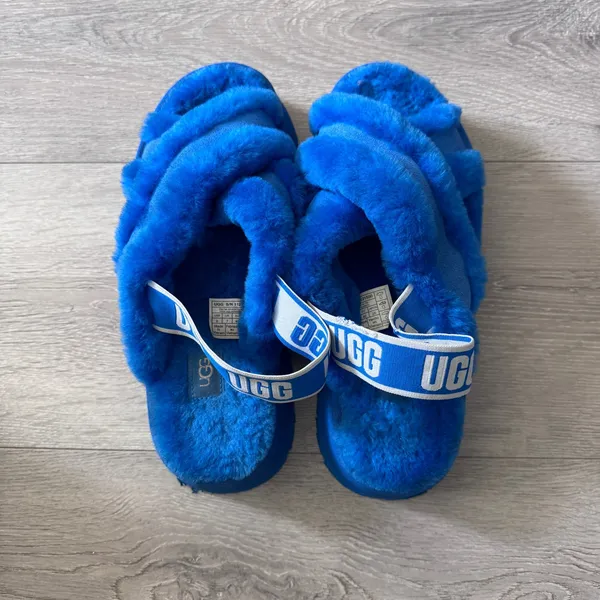 UGG Disco Cross Slide Royal Blue Sheepskin Platform Slingback Slide Sandals 9 - Image 5
