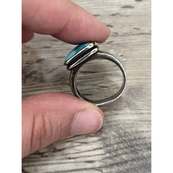 NK Thailand 925 Sterling Silver turquoise ring Rectangle Square Approx Size 7.5 Blue - Image 3