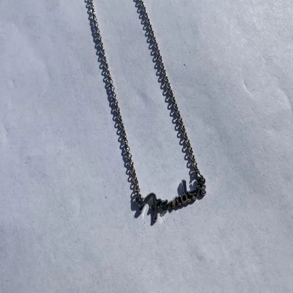 💎🩶 Vintage Y2K 2000s NWT Fender Monogram Statement Silver Tone Metal Pendant & Ball Chain Necklace $19.99 🩶💎 - Image 10