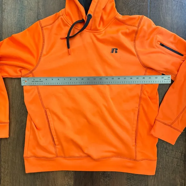 RUSSEL ATHLETIC blaze orange hoodie, size M - Image 4