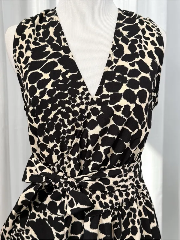 NWT Who What Wear Swirling Leopard Wrap Ruffle High Low Maxi Dress XS - Image 5