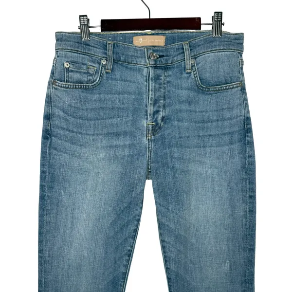 7 For All Mankind Josefina Skinny Boyfriend Jeans Medium Wash Size 27 Button Fly - Image 2