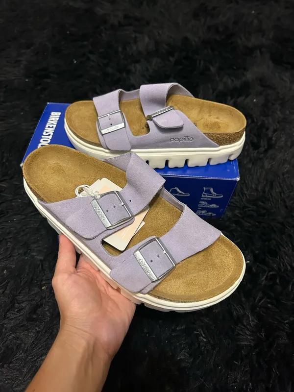 PAPILLIO by BIRKENSTOCK Arizona purple leather platform sandals shoes women’s eur 38 new - Image 8