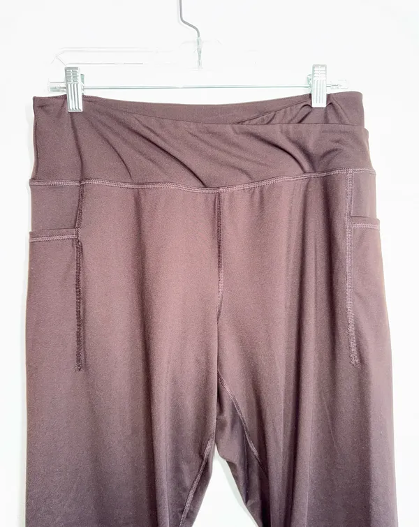 Maurices Smooth Crossover Flare Leggings Brown High Rise Large Short - Image 4