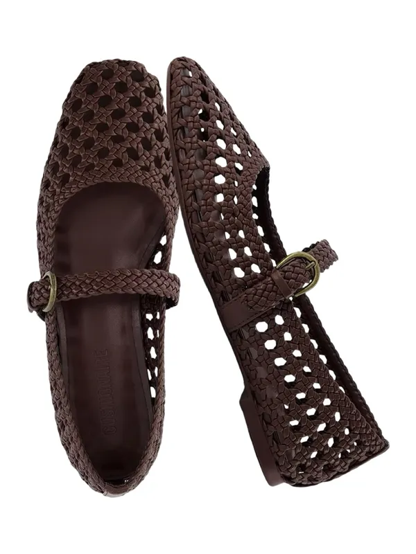 Cushionare Women’s Size 11 Brown Crochet Mary Jane Buckle Strap Weston Loafers - Image 2