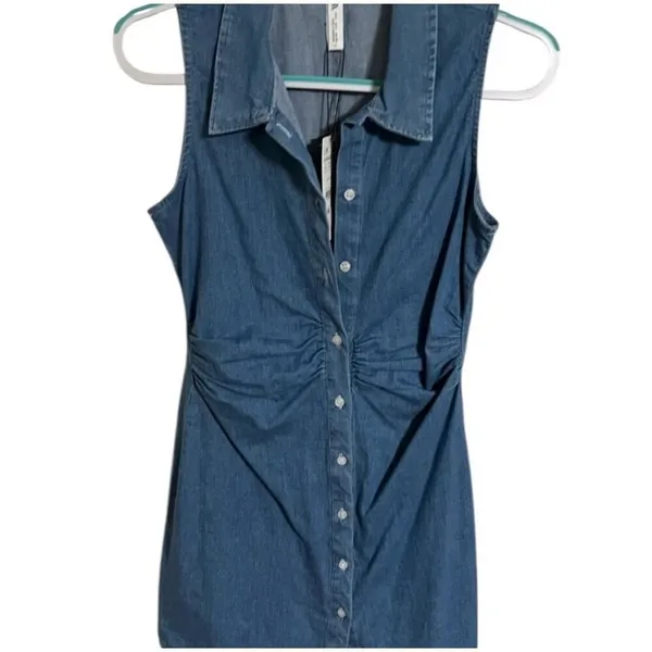 ✨Zara Denim Button Down Smocked Sz Large Dress✨ - Image 6