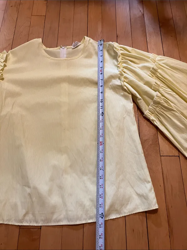 Anthropologie dRA Los Angeles Striped Yellow Bell Sleeve Ruffled Top XS - Image 5