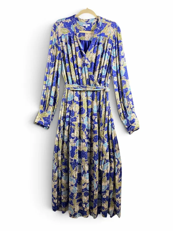 BTFL-LIFE Anniki Floral Long-Sleeve Maxi Faux Wrap Dress, Large - Image 2