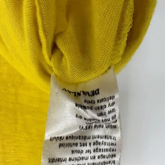 Lacoste size 38 made in Morrocco‎ bright yellow mock neck tee linen blend - Image 7