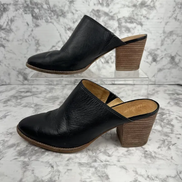 Madewell Womens The Harper Mule J8560 Size‎ 8.5 Black Leather Stacked Heel - Image 6
