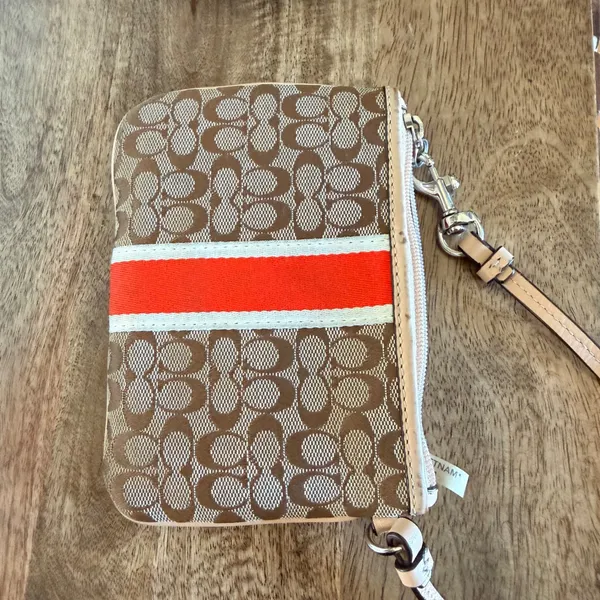 Coach Signature C Wristlet Orange Brown Racing Stripe Y2K Preppy Classic - Image 10