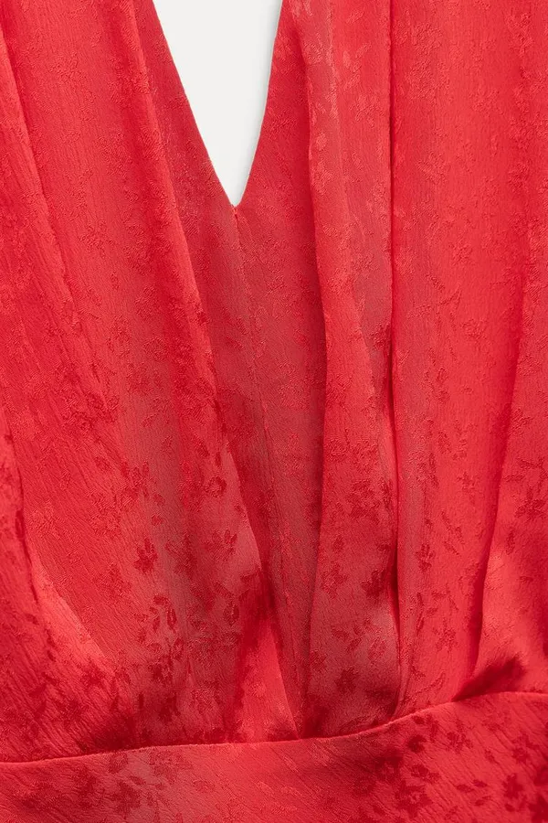 Zara midi dress Elegant Red Halter prom wedding cocktail party satin - Image 4