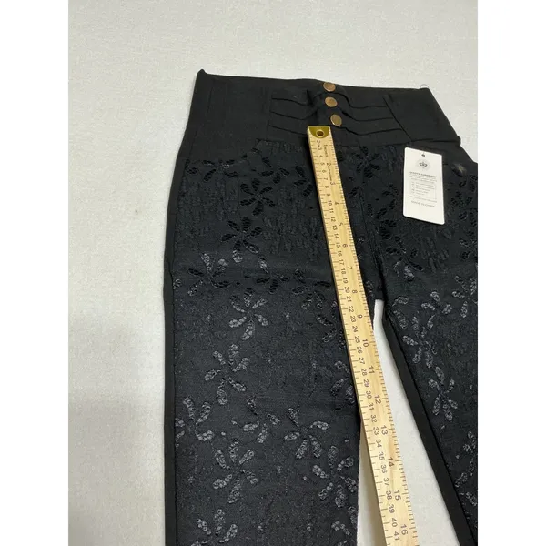 Yilakeni Womens XL XXL Black Lace Pants High Waist 3 Button Straight Leg NWT - Image 5