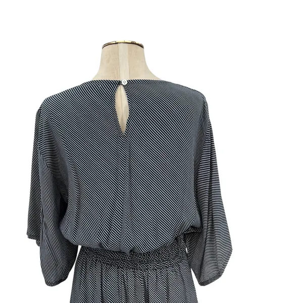Faithfull the Brand Vinci Tie-Front Dress Cut Out Striped‎ Navy Blue Size US 6 - Image 10