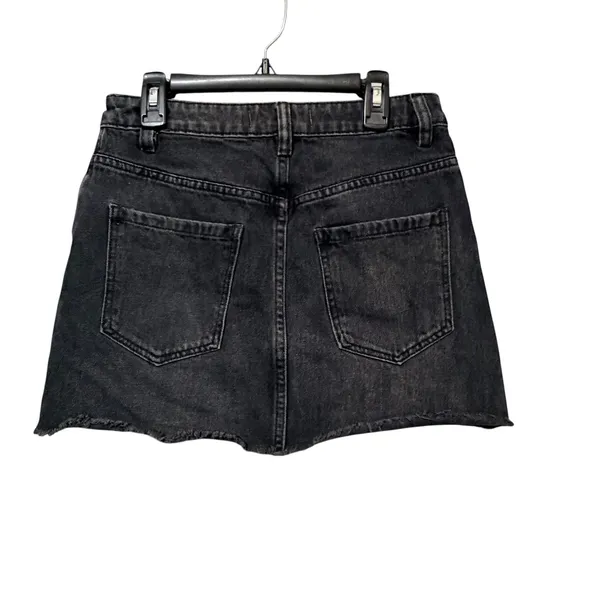 We The Free Free People Washed Black Denim Mini Skirt O-Ring Zip Front Size 25 - Image 2
