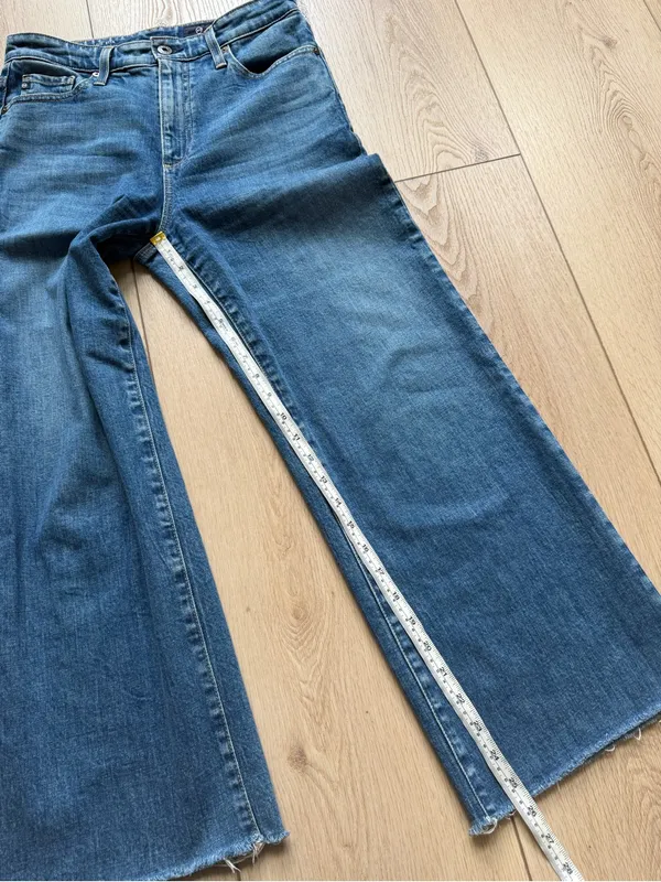 AG Adriano Goldschmied Jeans The Etta High Waisted Wide Leg Crop Jeans Size 4 27 Raw Frayed Hem - Image 8
