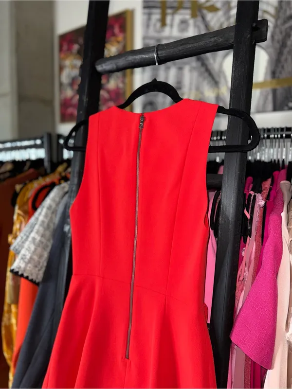 Alice + Olivia Callie Asymmetrical Drape Dress Cherry Red Sleeveless Mini 0 EUC - Image 7