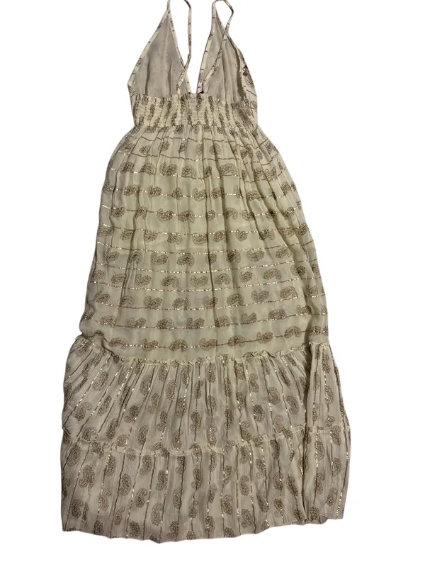 ValDior Cream Maxi Dress with Multicolor Embroidery - Image 2