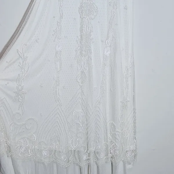 Lulus White Mermaid Beaded Wedding Dress NWT Size Small Sequined Wedding Gown - Image 7