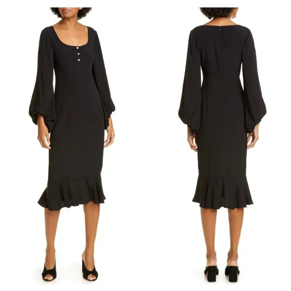 STAUD Lara Balloon Sleeve Midi Dress New with Tags‎ Size 8 - Image 2