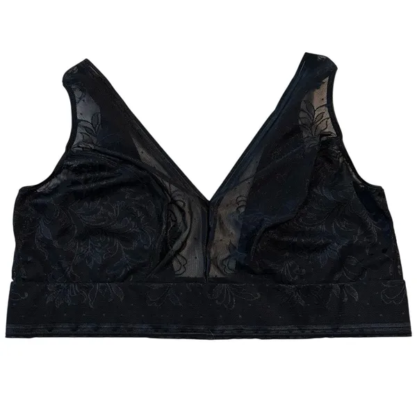 Wacoal Size 38 Net Effect Soft Cup Bra Bralette Lace Wire Free Black 810340 - Image 2