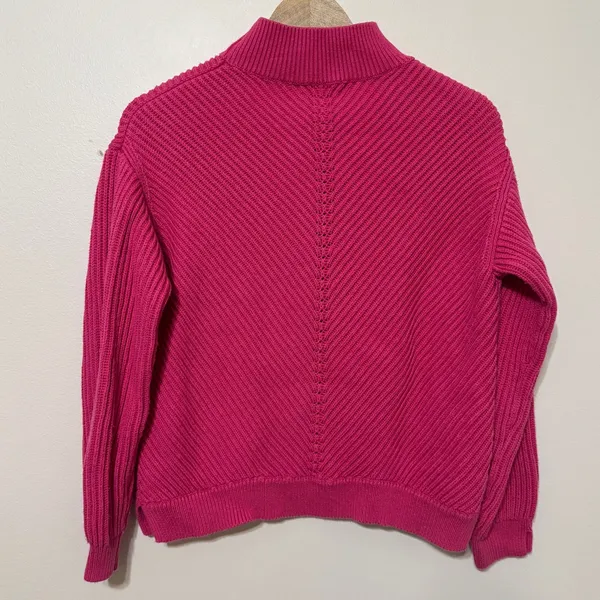Marine Layer Skylar Mockneck Sweater Chunky Knit Bubblegum Pink Size Small - Image 6
