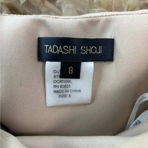 Tadashi Shoji 8 Silk Elegant Ruffle Strapless Formal Maxi Dress in Golden Beige - Image 13