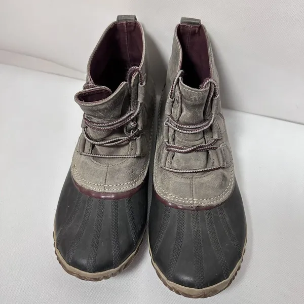 Sorel Out N About Womens 10 Ankle Boots Duck Boot Rubber Waterproof Gray - Image 2