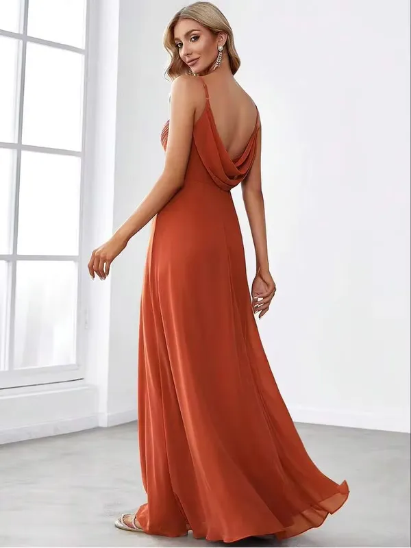 Ever Pretty Burnt Orange Spaghetti-Strap Maxi Gown size Small - Image 3
