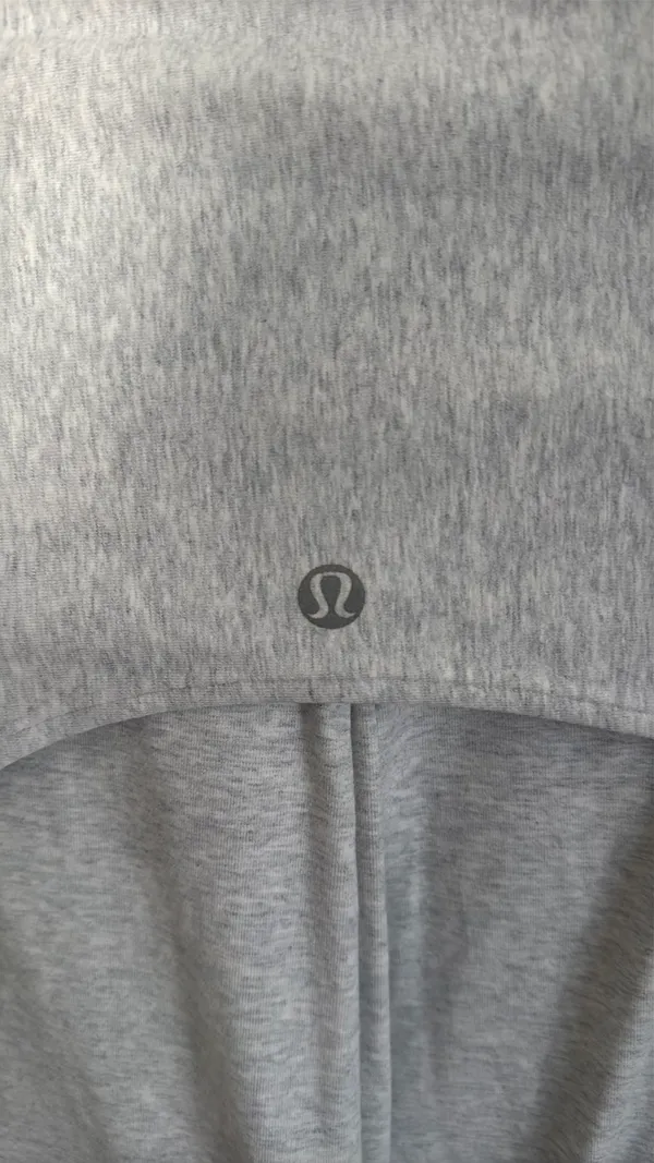 Lululemon Sway Moto Jacket in light gray and white. - Image 4