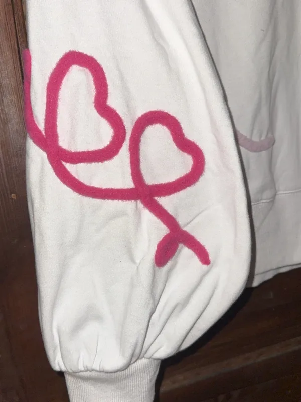 Peach Love California White Sweatshirt with Pink Heart Accents - Image 4