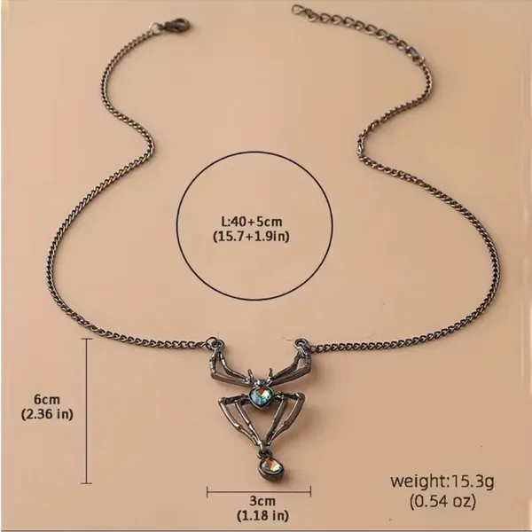 Faux Crystal‎ Spider Halloween Pendant Necklace Gothic Unisex Jewelry - Image 8