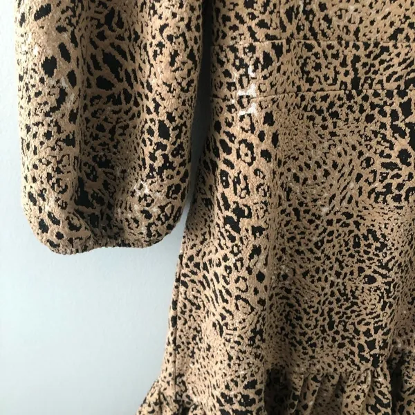 Anthropologie Maeve Leopard Print Knit Cut Out Mini Dress NEW - Image 5