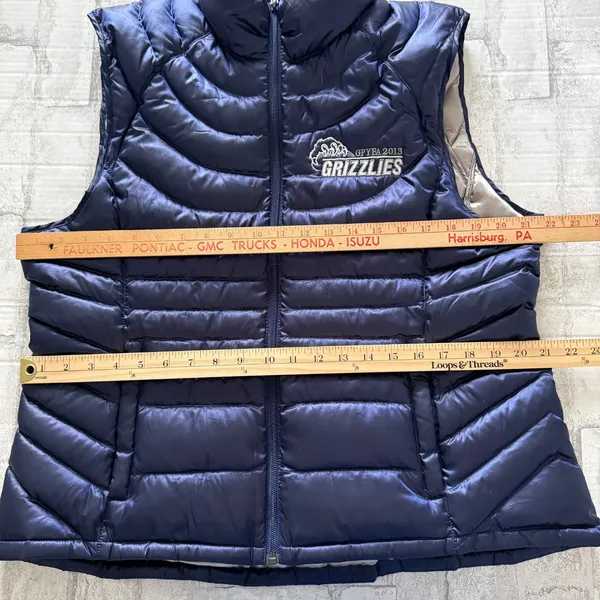 Bernardo Navy Blue Goose Down Puffer Vest Embroidered Logo Quilted Outerwear XL - Image 6