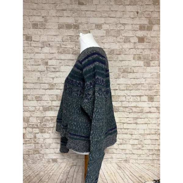 GAP 100% Wool Striped‎ Crewneck Sweater Xl Fair Isle Crop Mom Y2k - Image 3