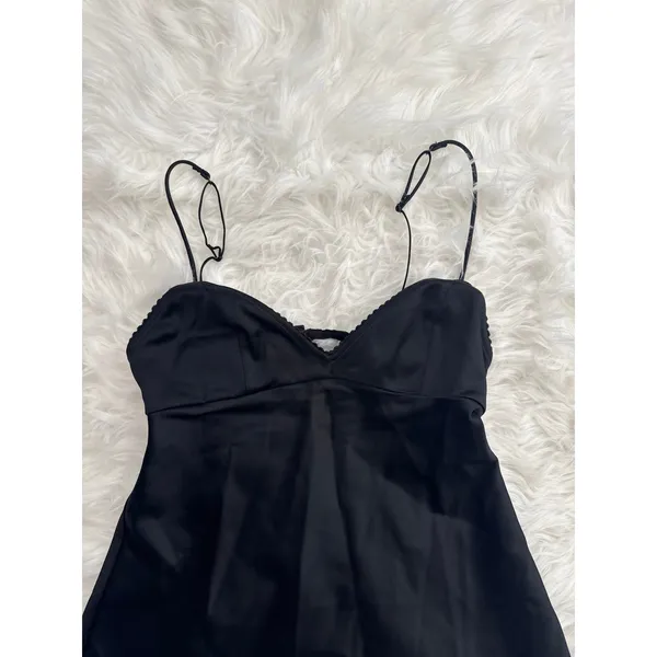 Skims Satin Mini Dress Obsidian Size XXS - Image 3