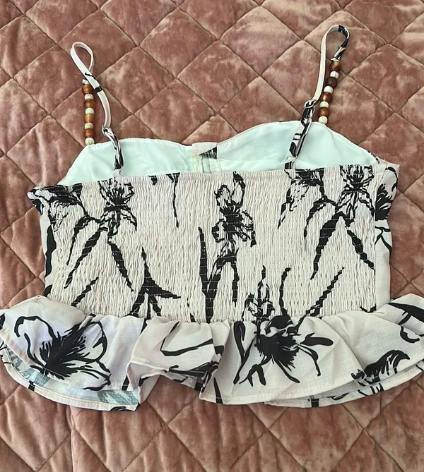 SheIn Tan and Black Printed Top - Image 2