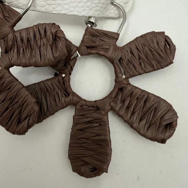 Free People Earrings NWT Woven Flower Hoops Chocolate Brown Hippie Boho Festival - Image 7