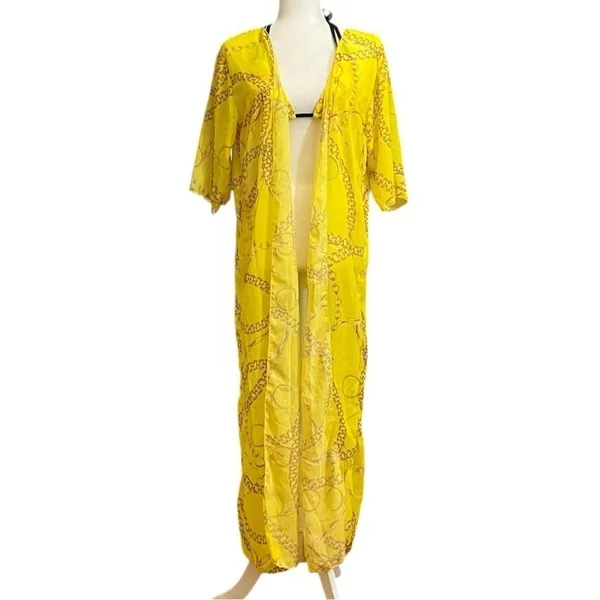 3 Piece Bikini Cover Up Yellow Size M - Image 2