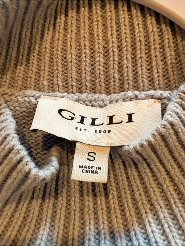 Gilli 3D Crochet Flower Applique Mock Neck Sweater blue white Wmns S - Image 5
