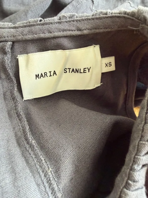 MARIA STANLEY Gray Linen Blend Cascada Cropped Ruffle Jumpsuit Size XS NWOT - Image 3