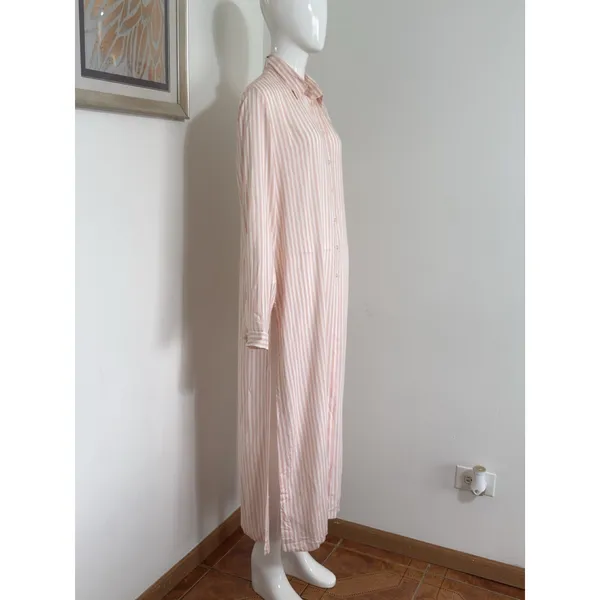 Rococo Striped Viscose Cover Up Dress Size M Long Sleeve Sheer Beach Resort NWT - Image 3